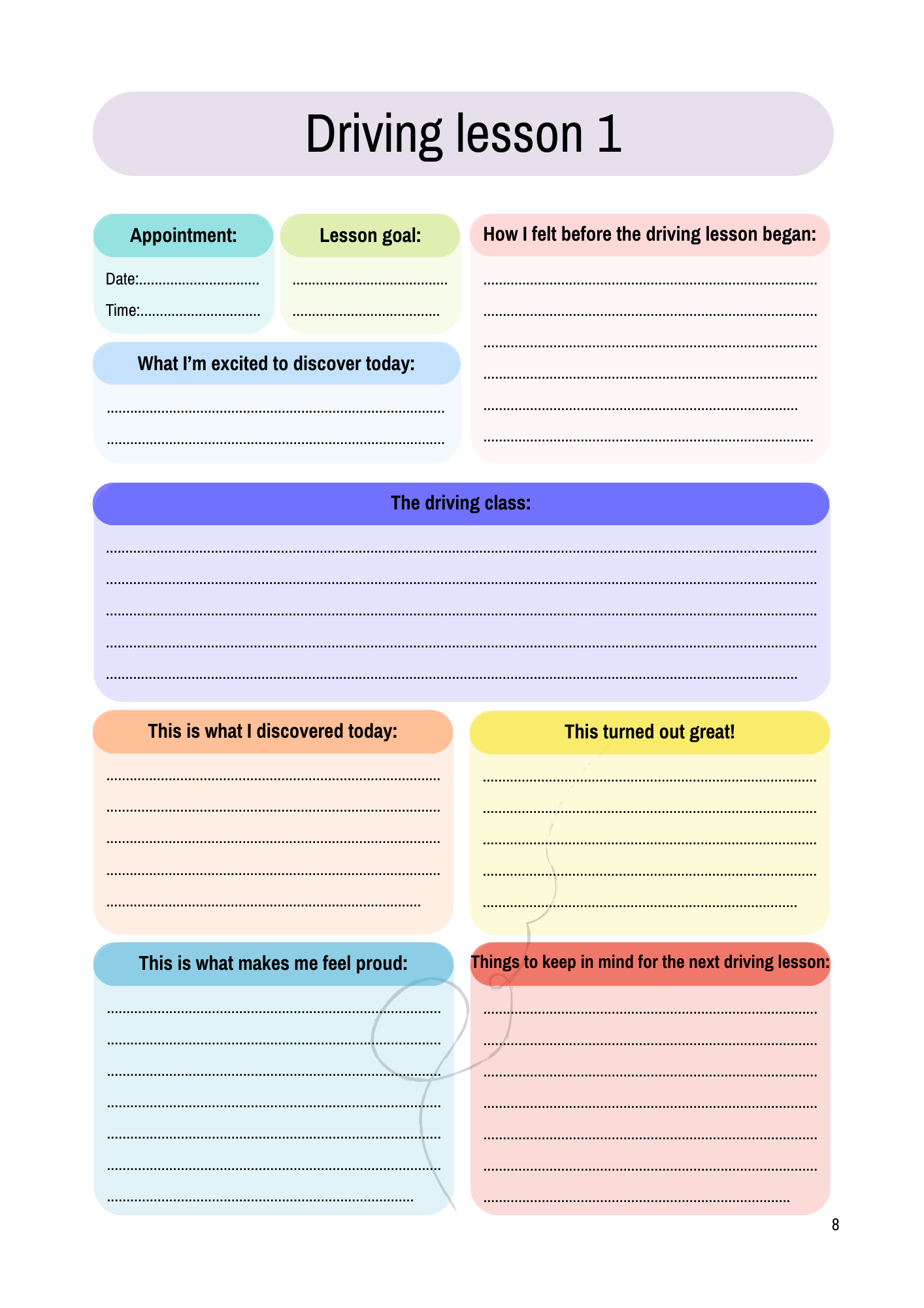 21. Driving in pictures - my driving lesson journal