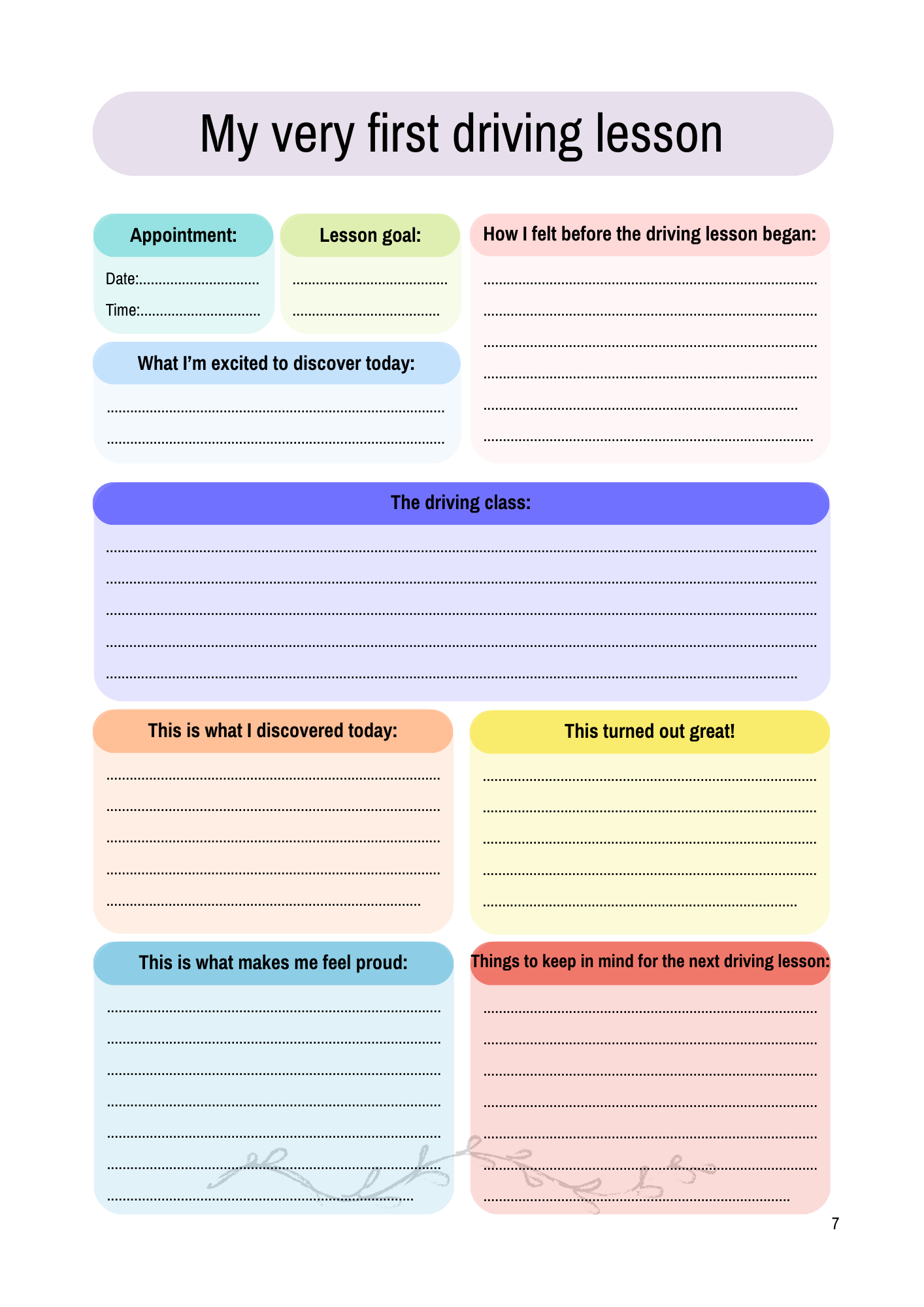 21. Driving in pictures - my driving lesson journal